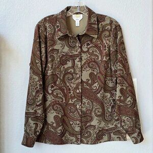 Talbots Paisley Shirt Blouse, Medium Petite